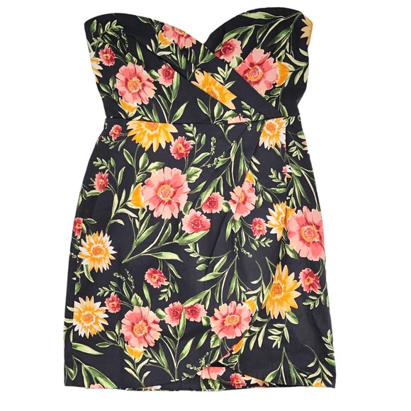 Olivaceous NEW Womens Size Medium Strapless Floral Print Sweetheart Mini Dress - Picture 6 of 10